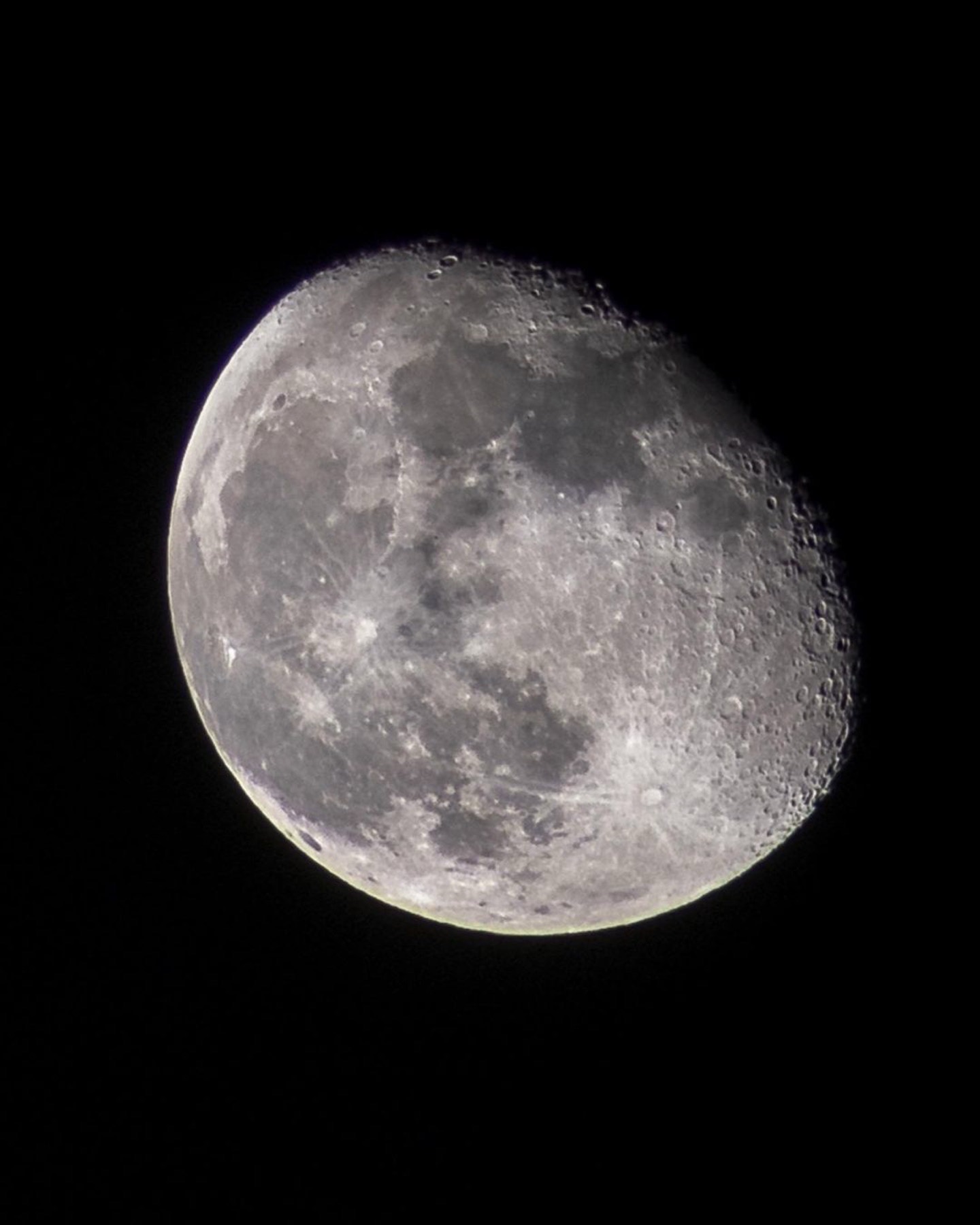 Detailed gibbous Moon against a black sky
