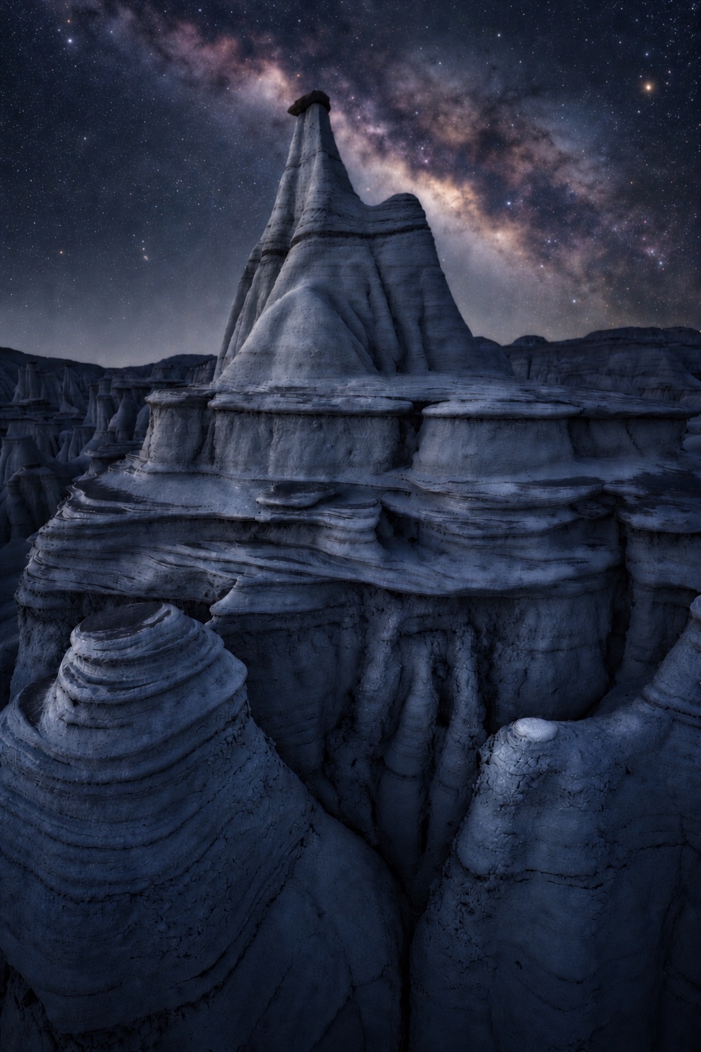 Blue Bisti hoodoos beneath the Milky Way