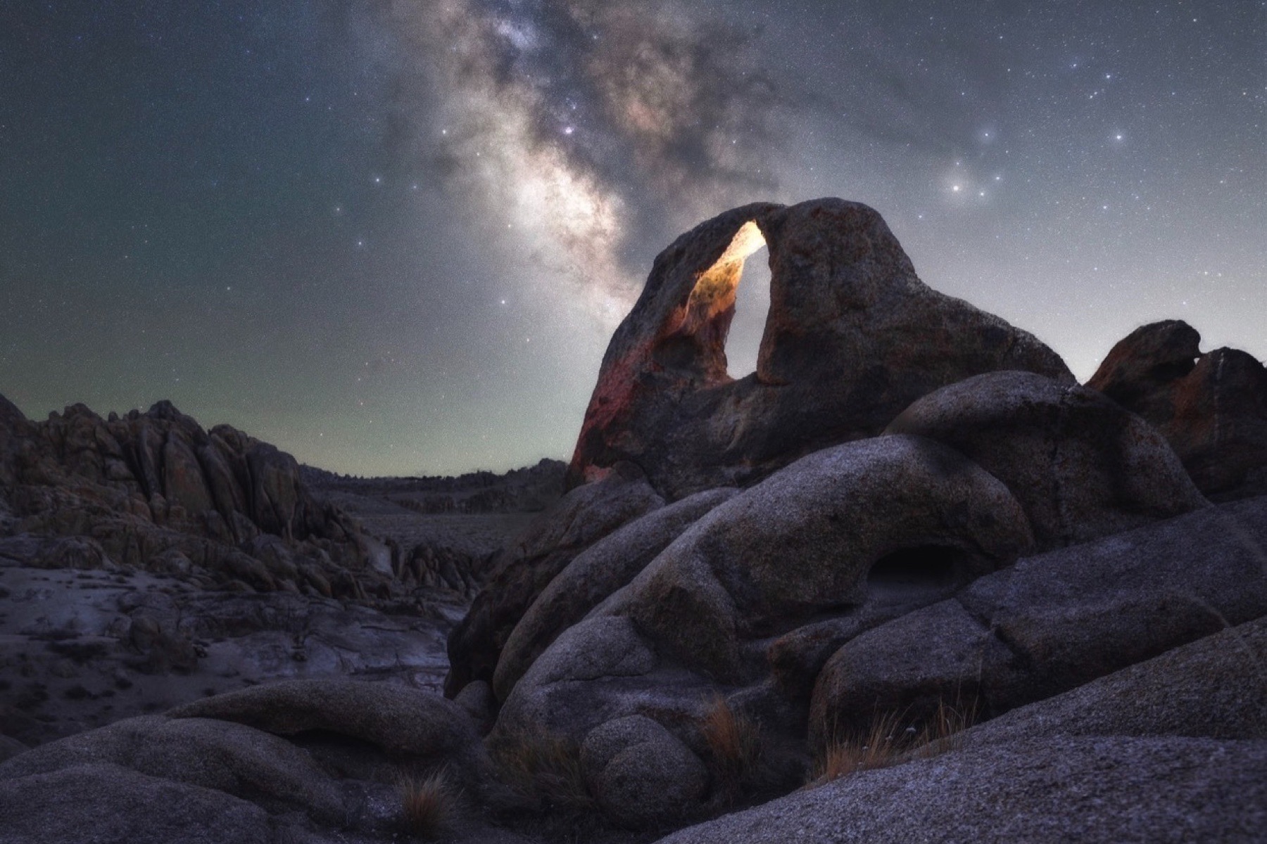 Milky Way over a quiet landscape