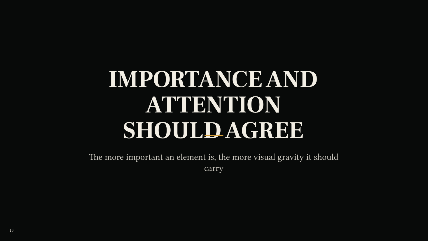 Presentation visual explaining that importance and attention should agree in a photograph.